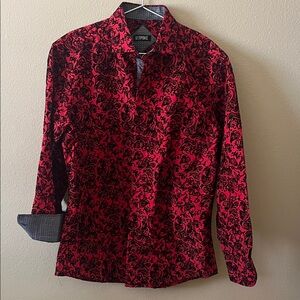 Bespoke Scarlet and Black Ornate Dress Shirt